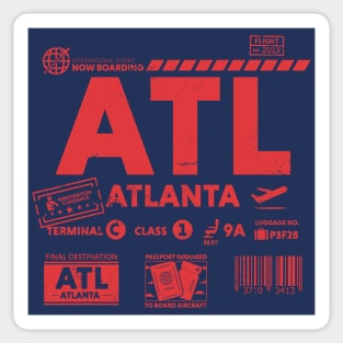 Vintage Atlanta ATL Airport Code Travel Day Retro Travel Tag Sticker